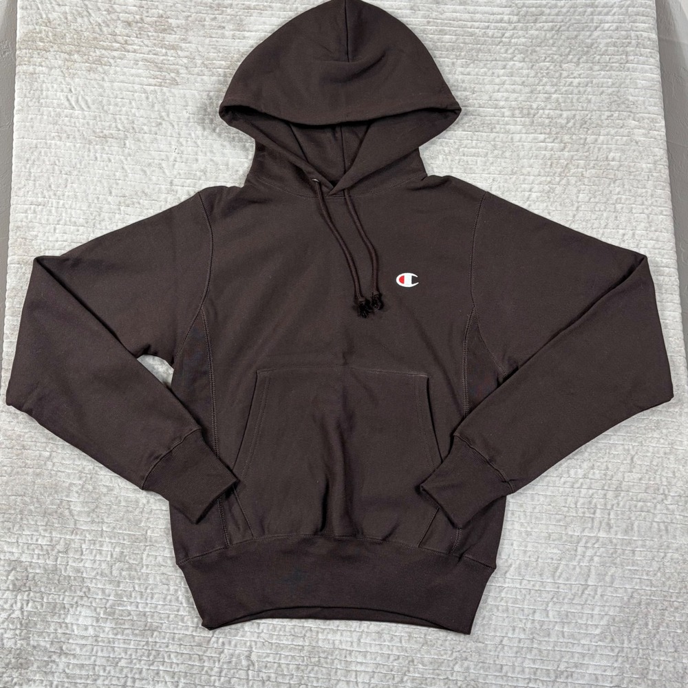 Champion Reverse Weave Hoodie Dark Brown GF68 Mens XS Heavyweight‎ Sweatshirt